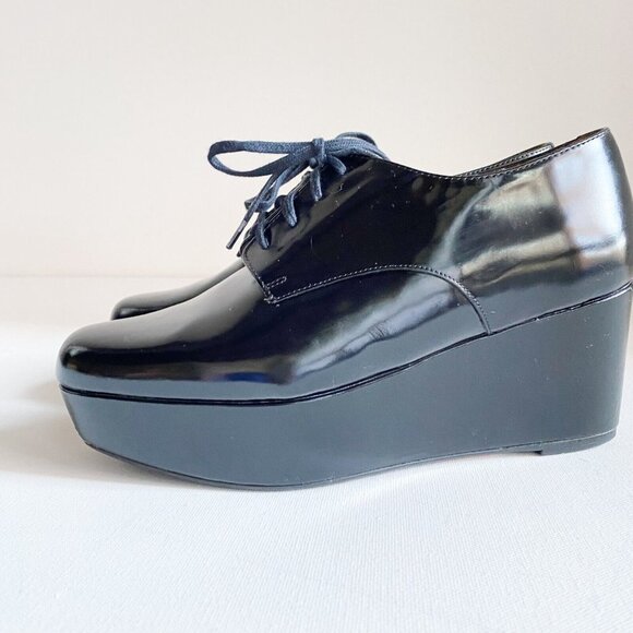 Robert Clergerie Black Leather Platform Lace up  Shoes 37.5 - Picture 4 of 10